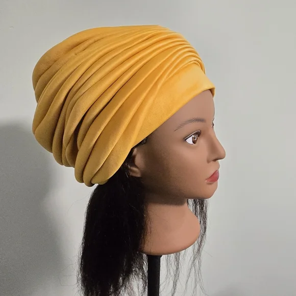 Handmade Pre-styled African Head Wrap, Yellow